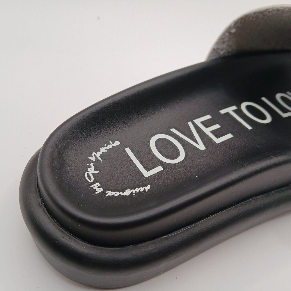 GAI MATTIOLO Women’s Sandals Slides – “Love to Love” White with Chain Detail